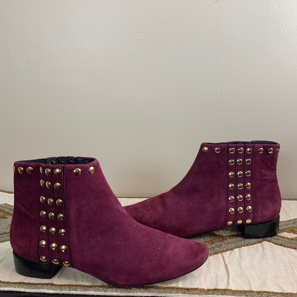 Diane Von Furstenberg Plum Studded Ankle Boot - Picture 2 of 6